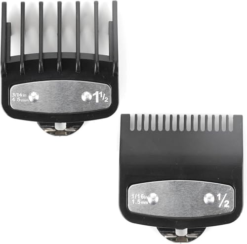2 protezioni per tagliacapelli Wahl, misure 0,5 e 1,5, accessori essenziali per capelli, set con clip da 1/16 pollici e 3/16 pollici, pettine di ricambio standard