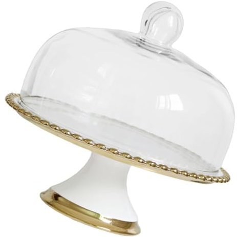 Amosfun Gold Edge Cake Display Stand Ceramic Tiered Cupcake Stand Wedding Cake Decorations