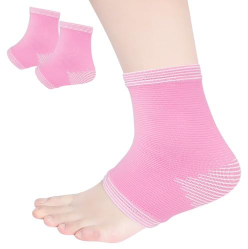 FERCAISH 1 paio di calzini per tallone, calze a compressione, cavigliera, per bambini, per fascite plantare, tendine d'Achille, neuropatia (rosa)