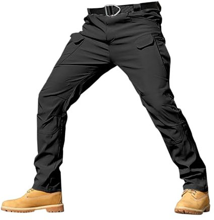 SAUTRV Wasserdichte Herren-Cargohose – Herren-Outdoor-Wanderhose, Cargo-Arbeitshose, leichte Wanderhose mit mehreren Taschen, Militärhose, taktische Hose, gerades Bein, Wanderhose, Schwarz , 4XL