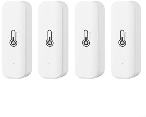 Alanmoship Drahtloser Temperatur- und Feuchtigkeitsmelder mit Echtzeit-Benachrichtigungen für Smart-Home-Automatisierung (4 x WLAN)