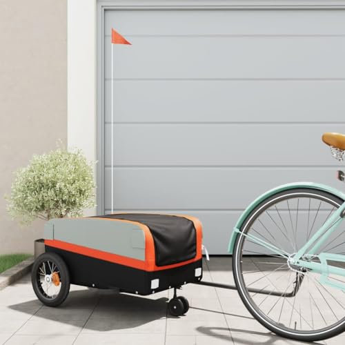 Somanki Fahrradanhänger Schwarz und Orange 30 kg Eisen, Fahrrad Anhänger, Lastenanhänger, Handwagen, Fahrrad-lastenanhänger, Lastenfahrrad - 94054