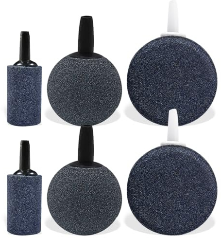 LONZIKP 6 Stück Luftstein Für Aquarium, Bubbles Sauerstoff Diffusor, Blasendiffusor, Sprudelstein Für Teiche, Aquarium Sauerstoff Stein, Ausströmersteine Aquarien, Luftpumpen, Eimer, Teiche