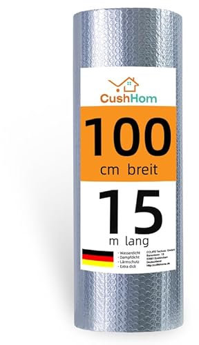 CCLIFE Isolante Termico Riflettente 3-4mm Isolante Termoriflettente Termosifoni Bolla Lamina Isolante Pannelli isolanti Termici per Pareti Pavimenti Attici Garage Capannoni Canili 1x15 m - 15㎡