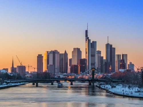 Puzzle für Erwachsene, 1000 Teile, Frankfurt Deutschland, Skyline, glänzend, Holzpuzzle, Banner, Luftbild, A246, anspruchsvolle Puzzles für Freunde, Familie, Wanddekoration