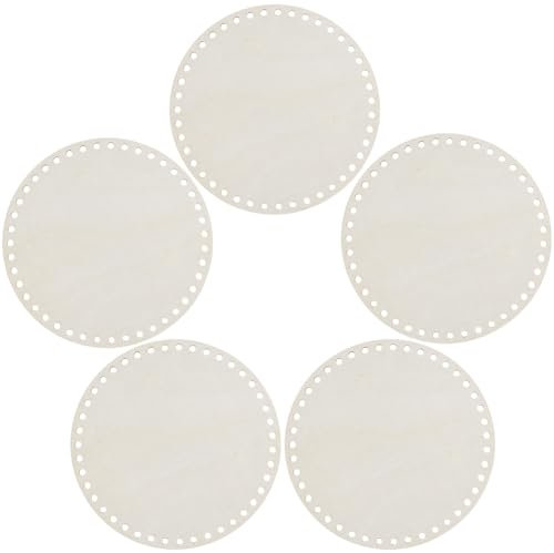 CREATCABIN 5 pz. Fondo Cestino in Legno Cerchio Naturale Base Cestino all'Uncinetto Base in Legno Massello Regalo Fai Te Lavoro A Maglia Artigianato Tessitura Borse Decorazioni La Casa Natale 15x15cm