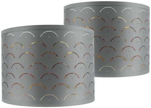 2PCS Light Shade Fabric Lamp Shade with Golden Inner Modern Lampshades for Ceiling Lights, Lamp Shades for Table Lamps, Floor Lamps, Living Room, Bedroom, Home Decor & Improvement Essential (Grey,13)