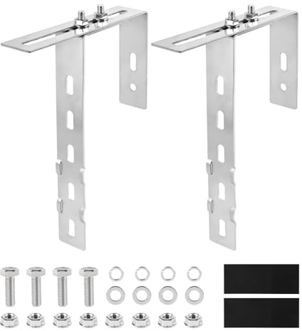 SUPAWAY 2x Solarpanel Halterung Haken, Verstellbare 6-18cm Balkonhalterung, Edelstahl 304 Dicke 2mm Solar Balkonkraftwerk Halterung Balkon Haken mit Schrauben Set für Eckig Runde Geländer, Ohne Bohren