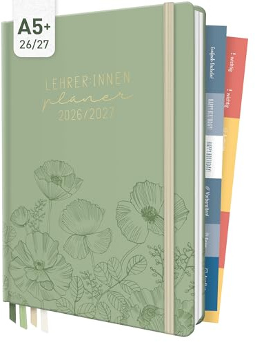 Häfft® Lehrer-Planer 2026/2027 im A5+ Format Green Poppy