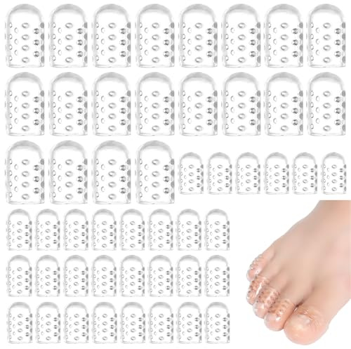 80 Pcs Zehenschutz Silikon Zehenschutz Transparent Großer Zeh Zehenschutzkappe, Zehenkappe Gegen Blasen, Reibung, Hammerzeh, Wiederverwendbar Zehenschoner, fur Kleinere und Großer Zehe