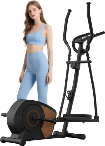 Cross Trainer for Home Use, Aeriflo S100 Magnetic Elliptical Machine with Bluetooth & Kinomap App, 16 Resistance Levels, LCD Display & Pulse Sensor, Ultra-Quiet Compact Fitness Equipment for Cardio