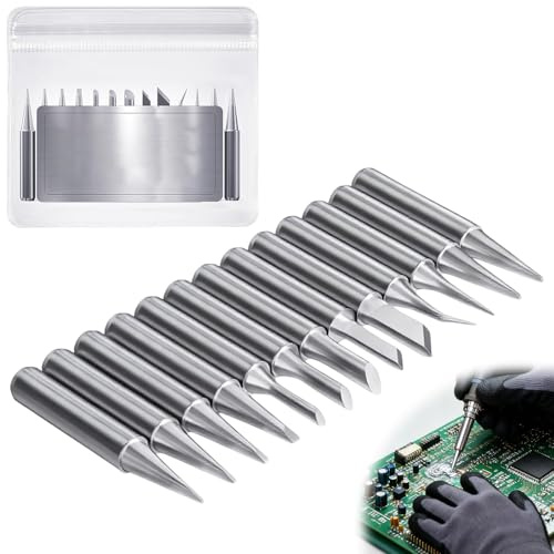 13PCS Panne Fer à Souder, Embout fer a Souder en Cuivre 900M, Pointes Précises pour Station, Réparation Électronique, Circuits PCB, Câblage, DIY, Entretien et Travaux de Soudage