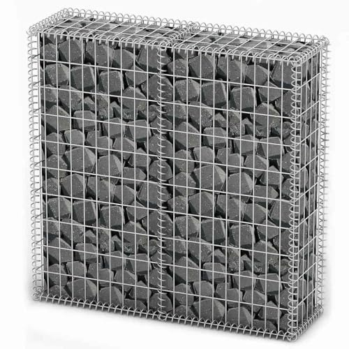 100x100x30 cm Gabion Basket with Lids for Retaining Wall and Garden Projects, Galvanised Steel Mesh