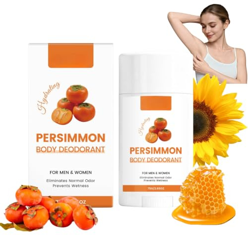 Persimmon Whole Body Deodorant Stick for Women & Men,All Over Body Deodorant & Antiperspirant,Moisturizing Odor Control for Underarms,Thighs & Body,Fresh Fruity Scent,Fresh And Dry,75g
