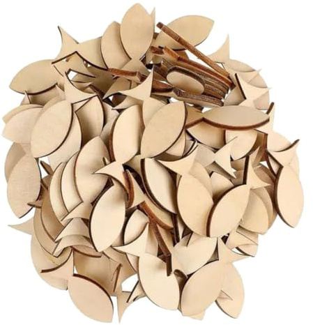 Mikinona 50 Holzfische aus Buchsbaum 1 Fischform 50 Stück Naturbelassene Rohlinge zum Bemalen für Selbstgemacht Bastelarbeiten Maritime Deko