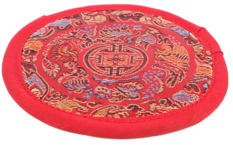 Coussin pour Bol Chantant Rouge en Tissu Coton, Cousu Main | Format Léger et Portable, Finition Simple, Support pour Bol Sonore de Bouddha