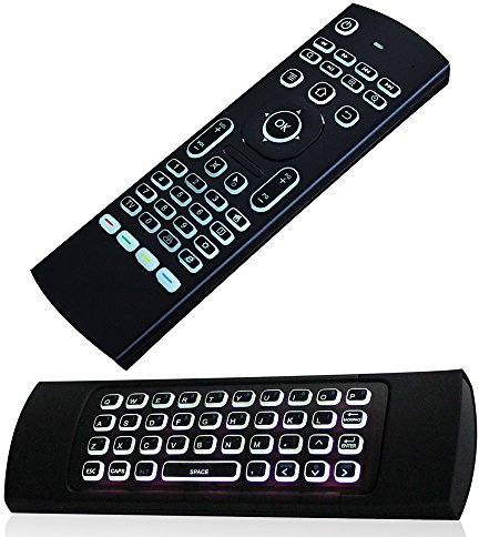 JUSTOP F40 Telecomando retroilluminato con mini tastiera wireless, air mouse portatile e sensori rotativi integrati con nano ricevitore USB