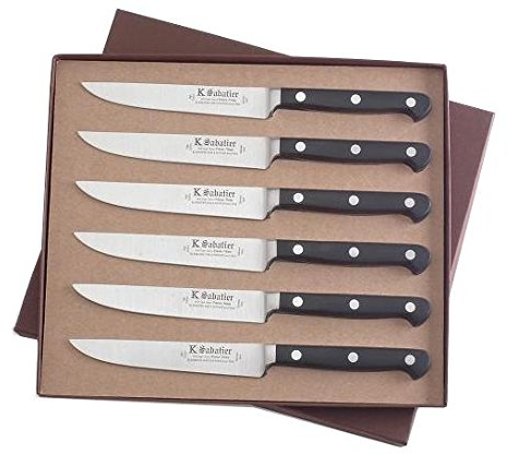 K SABATIER - Coffret De 6 Steaks 13 Cm Gamme Proxus - Acier Inoxydable - Manche Noir - 100% Forge - Entièrement Fabrique en France
