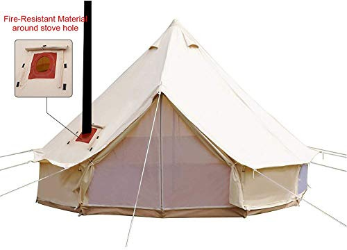 TentHome 4-Season Waterproof Cotton Bell Tent with Stove Hole on Roof Glamping Tent for Camping Travel Christmas Party (diameter 5M)