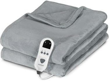 Wintem - Coperta Termica Elettrica Fluffy con 8 Livelli di Temperatura Termocoperta Maxi 160x120 cm in Flanella per Letto e Divano