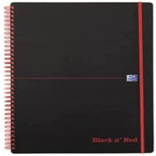 Oxford 400047653 Spiralbuch Black n' Red 5er Pack DIN A4 liniert flexibler Deckel 70 Blatt schwarz rot