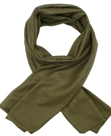 Outdoor - Pañuelo de cuello, pañuelo multifunción, pañuelo de cabeza, bufanda, cinta para la frente, camuflaje, protección para exterior, caza, pesca, tejido de malla militar, verde oliva