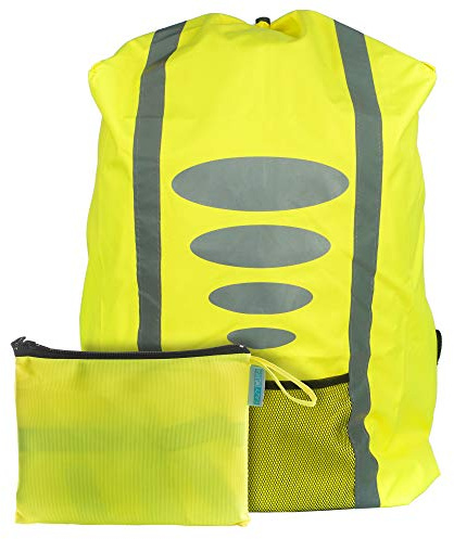 EAZY CASE Rucksack Schulranzen Regenschutz, Schutzhülle mit Reflektorstreifen, Regenüberzug, Regenschutzhülle wasserabweisend mit Reflektor und Tasche für mehr Sicherheit im Straßenverkehr