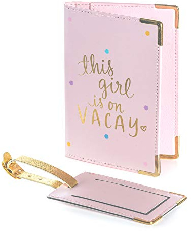 Eccolo Passport Cover Holder And Luggage Tag Set In Gift Box, Size One Size, 6x4 Pink