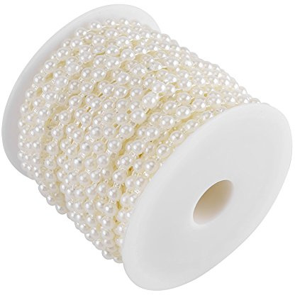 25M Pearl Chain Beaded String Elegant Beading for Knotted Beige
