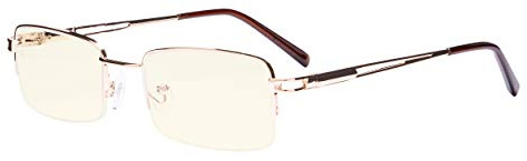 Eyekepper Blaulicht Filter Brille - UV Schutz Computer Lesebrille Damen Herren Halbrand - Gold