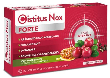 CISTITUS NOX Forte 20 Comprimidos - Complemento Alimenticio Con Arándano Rojo. Ingredientes de origen Natural - Sin Lactosa/Apto para Diabéticos