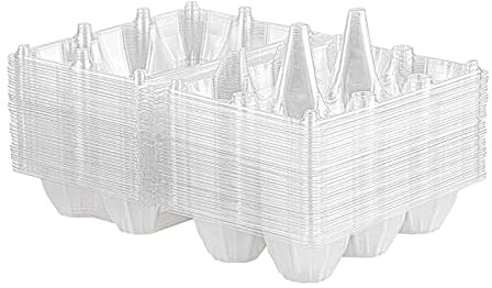 Beauneo 36 Pezzi di Cartoni per Uova in Plastica Trasparente Portauovo Contenitore Portaoggetti Vassoio per Uova per Pascolo Familiare, Frigorifero, 6 Griglie