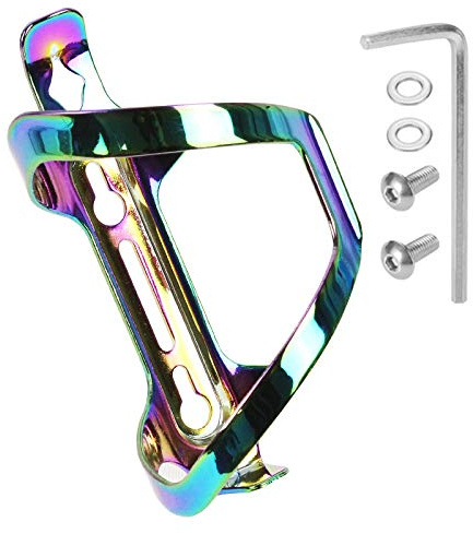 Colorful Bike Water Bottle Holder, Lightweight Aluminum Alloy Side Load Bicycle Water Bottle Cage for Outdoor Cycling Road & Mountain Bike (Colorful)