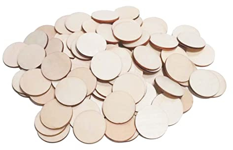 CUWELT 240pcs 3cm Unfinished Round Wood Log for Crafts, Wooden Slices Discs Pieces, Circle Shapes Wooden Natural for Wedding Décor, DIY Art Craft, Ornaments, Scrapbook, Plaques