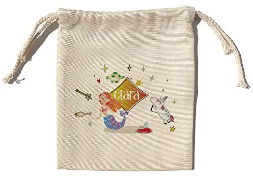LolaPix Portapranzo Bambini Scuola. Borsa Merenda Personalizzata. Borsa Porta Pranzo Bambini. Per Scuola. Piccola. Due Dimensioni 17x20cm e 22x30cm. Sirena per bambini