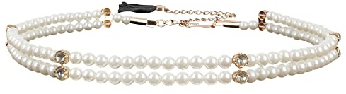 MEGAUK Damen Kettengürtel Perlen Gürtel Elastisch Brautgürtel Taillengürtel Hüftgurt Metallgürtel für Hochzeit Kleid