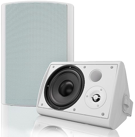 Herdio 6,5 Zoll 400 Watt Bluetooth Outdoor-Lautsprecher Wasserdicht Außenlautsprecher für Garten,Terrasse, Restaurant (Weiß)