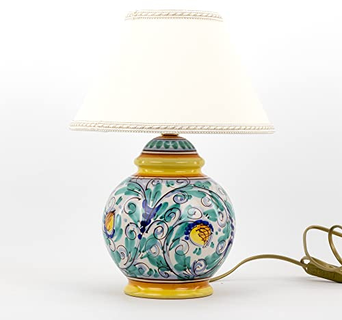 CEAR Lume in Ceramica Artistica Siciliana Caltagirone H 20cm Giallo | Decoro Giallo