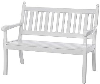 PROREGAL Gartenbank Aruba | 2-Sitzer | Weiß | HxBxT 88x115x69cm | Witterungs- & UV-beständiger Kunststoff | Parkbank Sitzbank Außenbereich Garten Balkon Terrasse