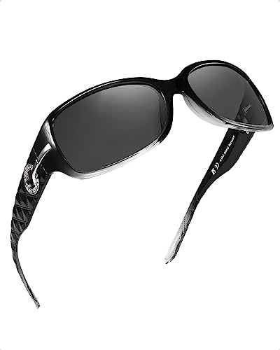LVIOE Sonnenbrille Damen Polarisiert Vintage Groß Wraparound-Design | Blendschutz mit UV400 Schutz