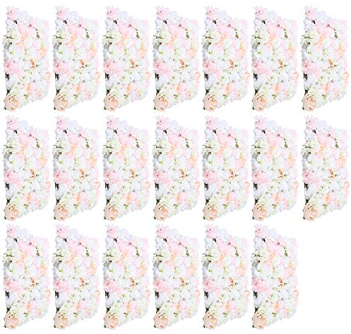 panfudongk 20 Stück Künstliche Blumenwand Blumenwandpaneel Kunstblumen | Romantische Hintergrunddekoration | 60 x 40 cm