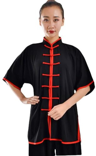Rubruan Damen Herren Tai Chi Trainingsanzug – Traditionelle Chinesische Kampfkunst Taiji Kung Fu Qi Gong Wing Chun Wushu Frühling Sommer Training Unisex Uniform Kurzarm Anzug
