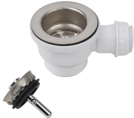 Sink Waste, Stainless Steel 70mm PP Flange Fits Sink Mini Basket Strainer Waste Kit for Kitchen Bathroom Basin