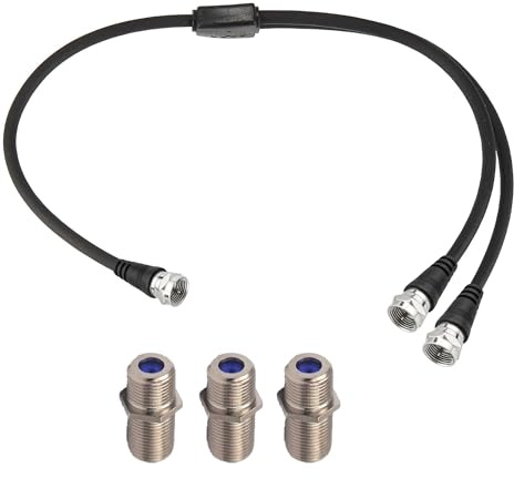 RedYutou F-Type RG6 Cable Splitter 3 Way Internet and TV 75Ohm Splitter Combiner F Male to F Dual Male Cable 30cm (12 inches) Y-Type (with F-Type Female Adapter 3pcs)