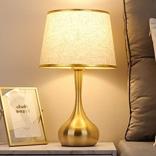 Mengjay Modernität Nachttischlampe E27 Tischleuchte, Tischlampe Weißer/Kaffee Lampenschirm, Stoff Schirm, Gold，sehr passend für Schlafzimmer Bar Restaurant Cafe. (Weiß) (Weiß)