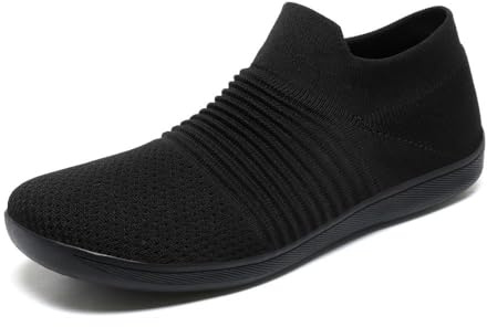 HUSKSWARE Barfotaskor, breda fötter, breda tåskor, Zero Drop sula, kvinnor, män, minimalistiska löparskor, fitness, spårlöpning, fritid, andas, halkfria, lätta sneakers, Kolsvart, 41 EU