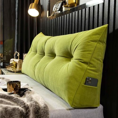UYSELA Rückenkissen Lesekissen Keilkissen für Bett Sofa,Fernsehkissen,Lendenkissen,Rückenkissen,Bücherkissen mit Nackenkissen,Waschbarer Bezug,Ideal für sitzende Menschen,Grün,100 * 50 * 20cm