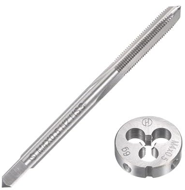 Unifizz M4 x 0,5 mm metrisches Gewindeschneider-Set, Maschinengewindebohrer mit rundem Gewindeschneider, Gewindebohrer und Schneideisen-Set für Mutterschrauben, Bolzen, Gewindereparatur