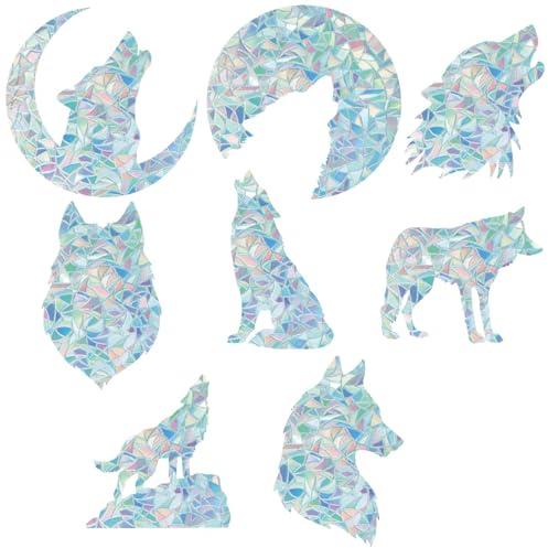 GORGECRAFT 16pz Adhesivos para Ventana de Lobo 8 estilos Pegatina para Ventana de Lobo Película Decorativa 3D para Ventana Pegatinas Anticolisión para Ventana Pegatinas Estáticas para Puerta Y Ventana
