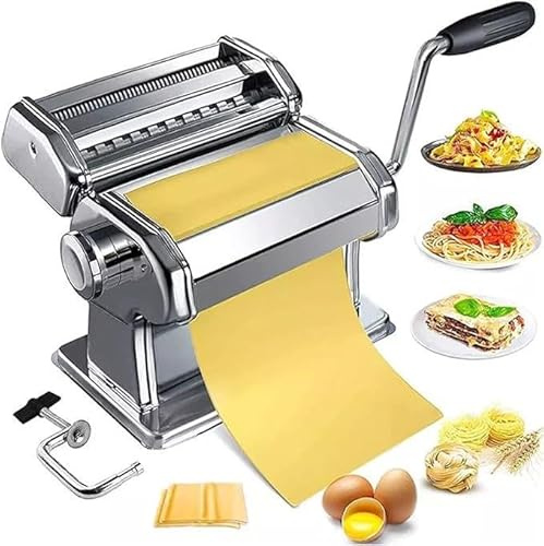 Buystarget Pasta Machine Handmade Fresh Pasta Maker 9 Settings Stainless Steel Kitchen Spaghetti Roller Tool Lasagne Tagliatelle Ravioli Fettuccine Cutter Home Cook Chef Restaurant Shop Homemade DIY